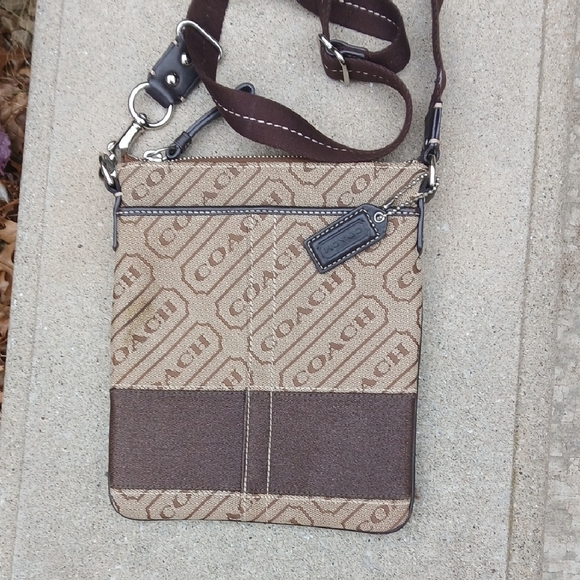 Coach Handbags - Coach Signature Stripe crossbody swingpack bag.